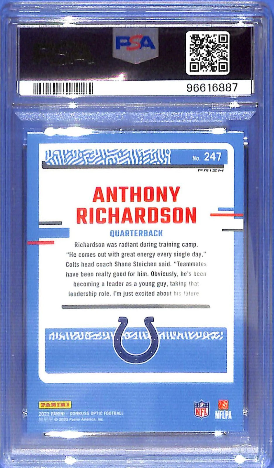 2023 Donruss Optic Anthony Richardson Rated Rookie RC Holo PSA 9 #247 Colts