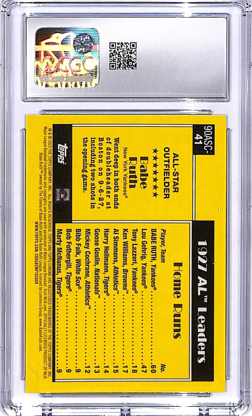 2025 Topps Babe Ruth Silver Pack All Stars CGC 9.5 Yankees