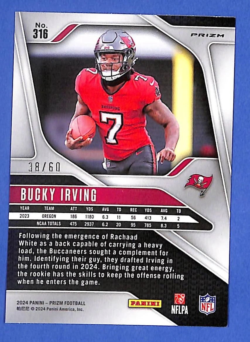 2024 Panini Prizm - Rookies Bucky Irving #316 Orange Wave Prizm #38/60 (RC)