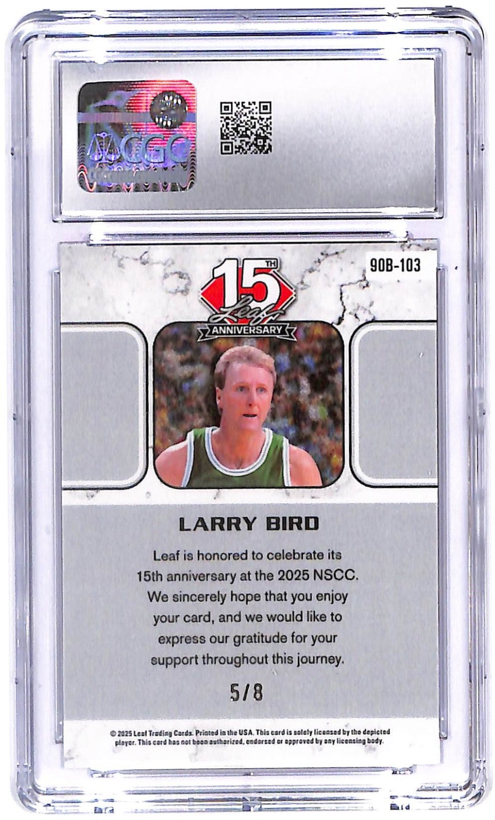 2025 Larry Bird Leaf 15th Anniversary '90 Leaf #90B-103 Pink Sparkles 5/8 CGC 9