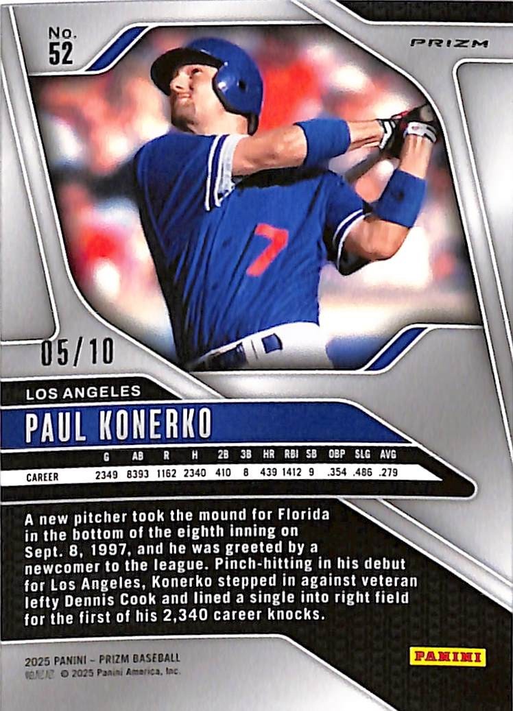 2025 Prizm Paul Konerko Gold /10 #52 Dodgers