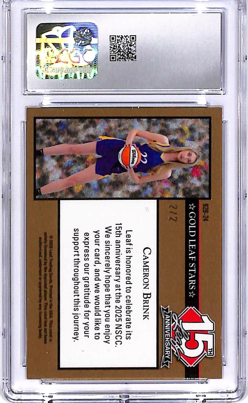 2025 Leaf 15th anniversary Cameron Brink Black Shimmer Stars CGC 9 /2