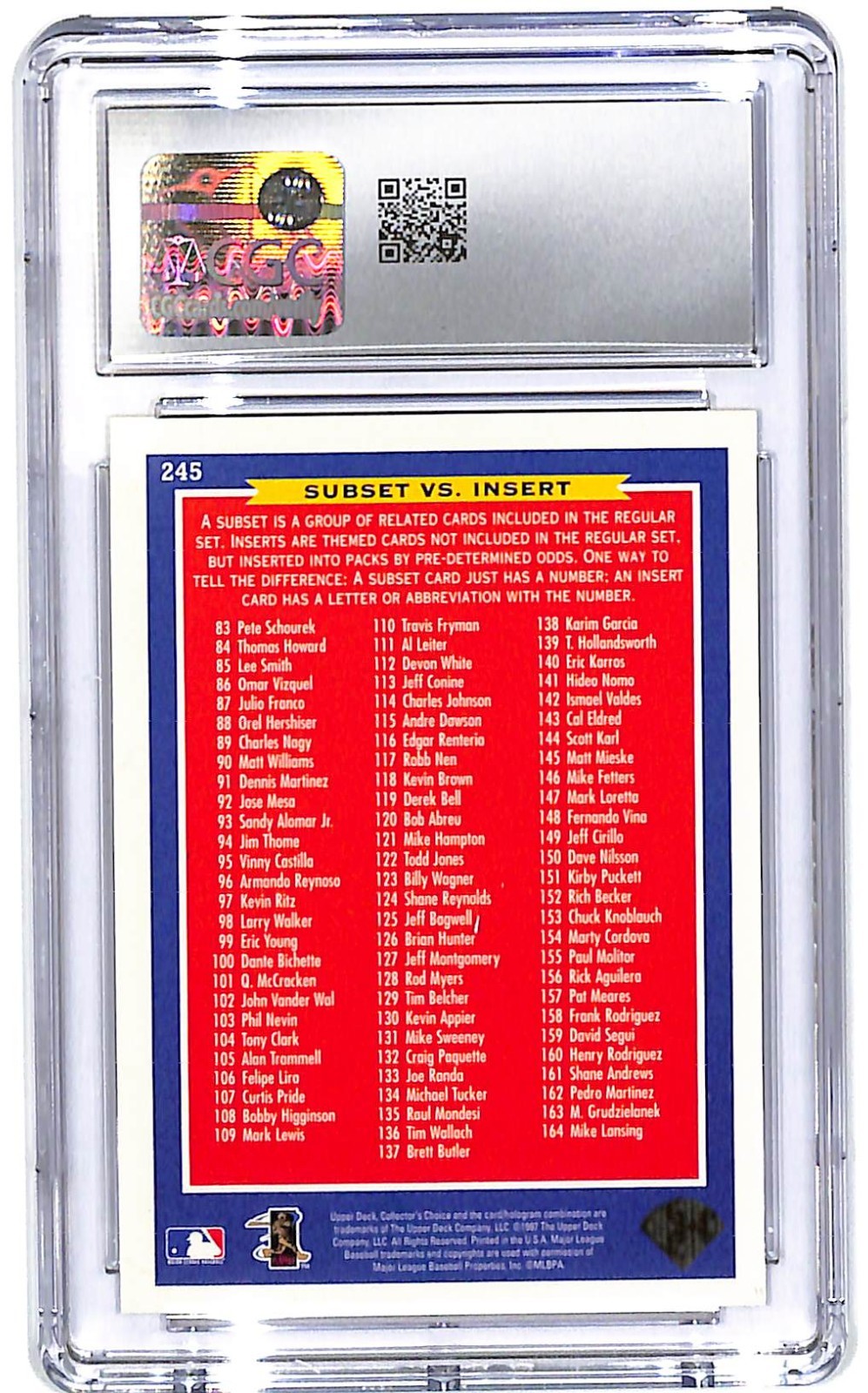 1997 Ken Griffey Jr. Upper Deck Collector's Choice Checklist  #245 CGC 9.5