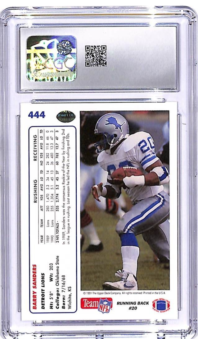1991 Upper Deck Barry Sanders #444 CGC 9.5 Lions