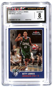 2001 Betty Lennox Fleer Tradition WNBA Autograph #69 CGC 8 -JSA Auto 9