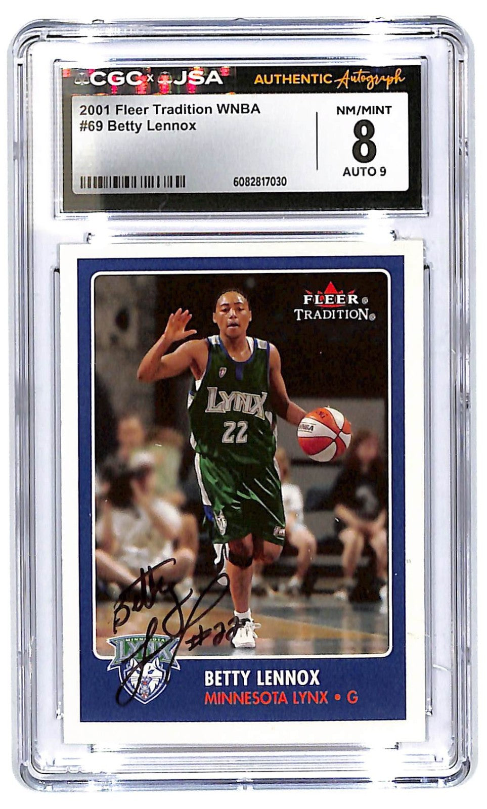 2001 Betty Lennox Fleer Tradition WNBA Autograph #69 CGC 8 -JSA Auto 9