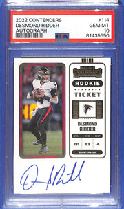 2022 Contenders Desmond Ridder Auto Autograph Rookie RC PSA 10 #114 Falcons