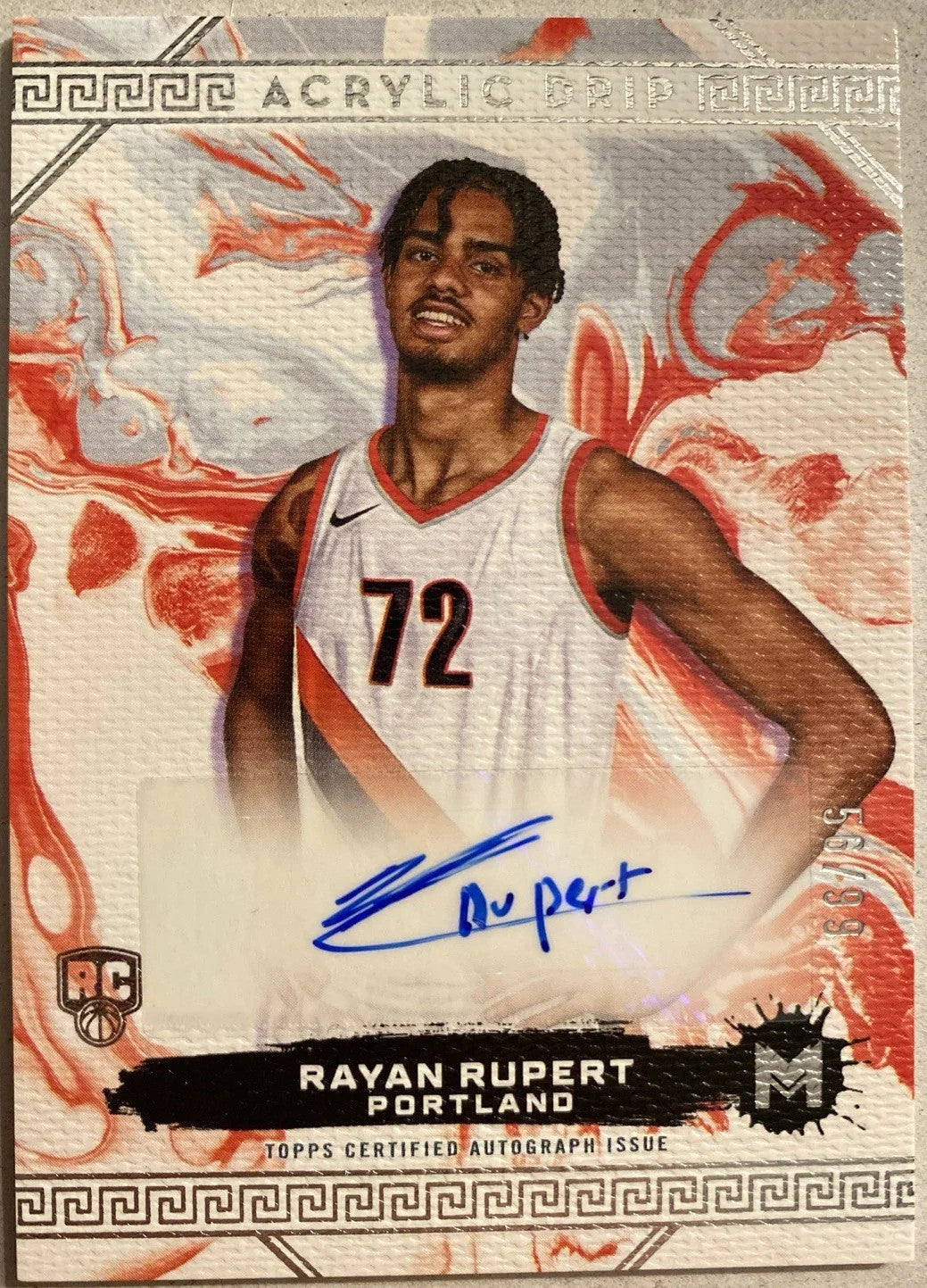 2023-24 Topps Motif Acrylic Drip Autographs Rayan Rupert #ADA-RR #/49 (AU, RC)