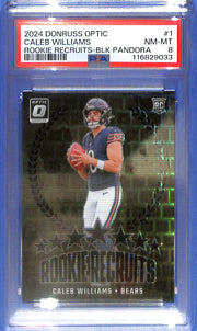 2024 Donruss Optic Caleb Williams Rookie Recruits RC Black Pandora /25 PSA 8