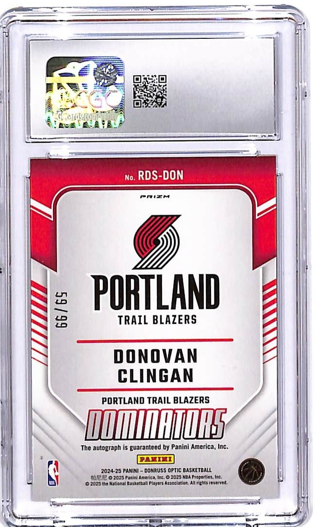 2024-25 Donruss Optic Donovan Clingan Auto Autograph Dominators Rookie RC CGC 10