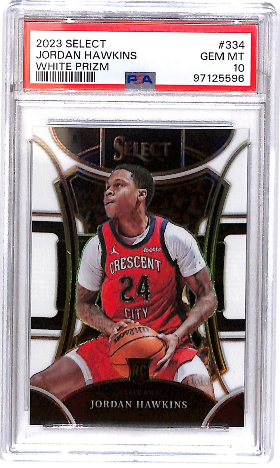 2023-24 Jordan Hawkins Select Rookie White Prizm #334 41/149 PSA 10