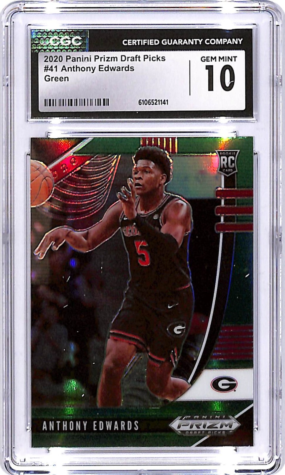 2020 Prizm Draft Picks Anthony Edwards Rookie RC Green #41 CGC 10