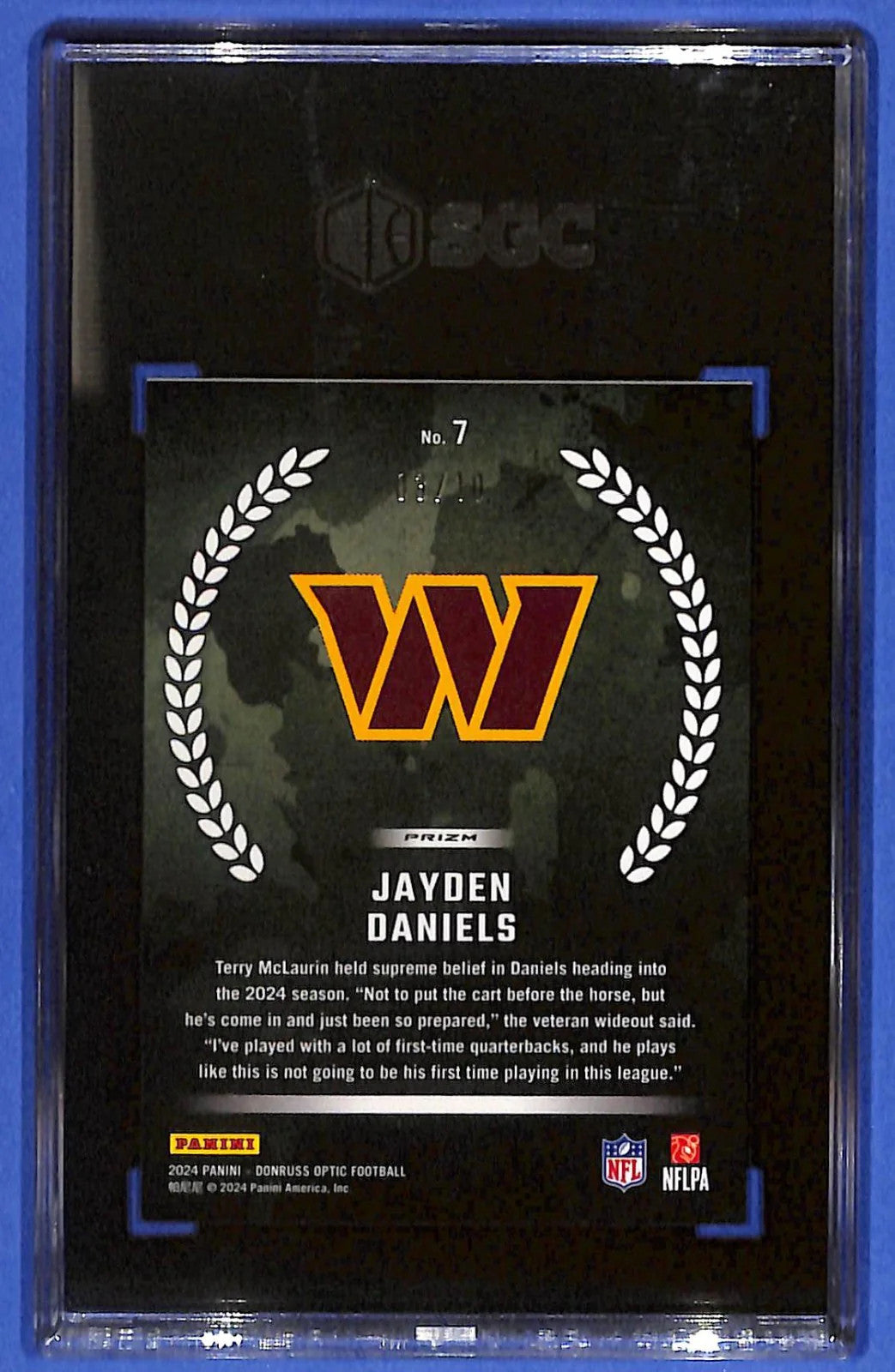 2024 Jayden Daniels Donruss Optic Rookie Recruit #7 Gold Prizm(RC) #3/10 SGC 10