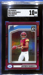2024 Donruss Jayden Daniels Optic Preview Rated Rookie RC Pink SGC 10