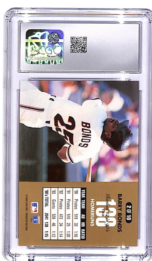 1993 Donruss Barry Bonds Decade Dominators #2 CGC 10 Giants