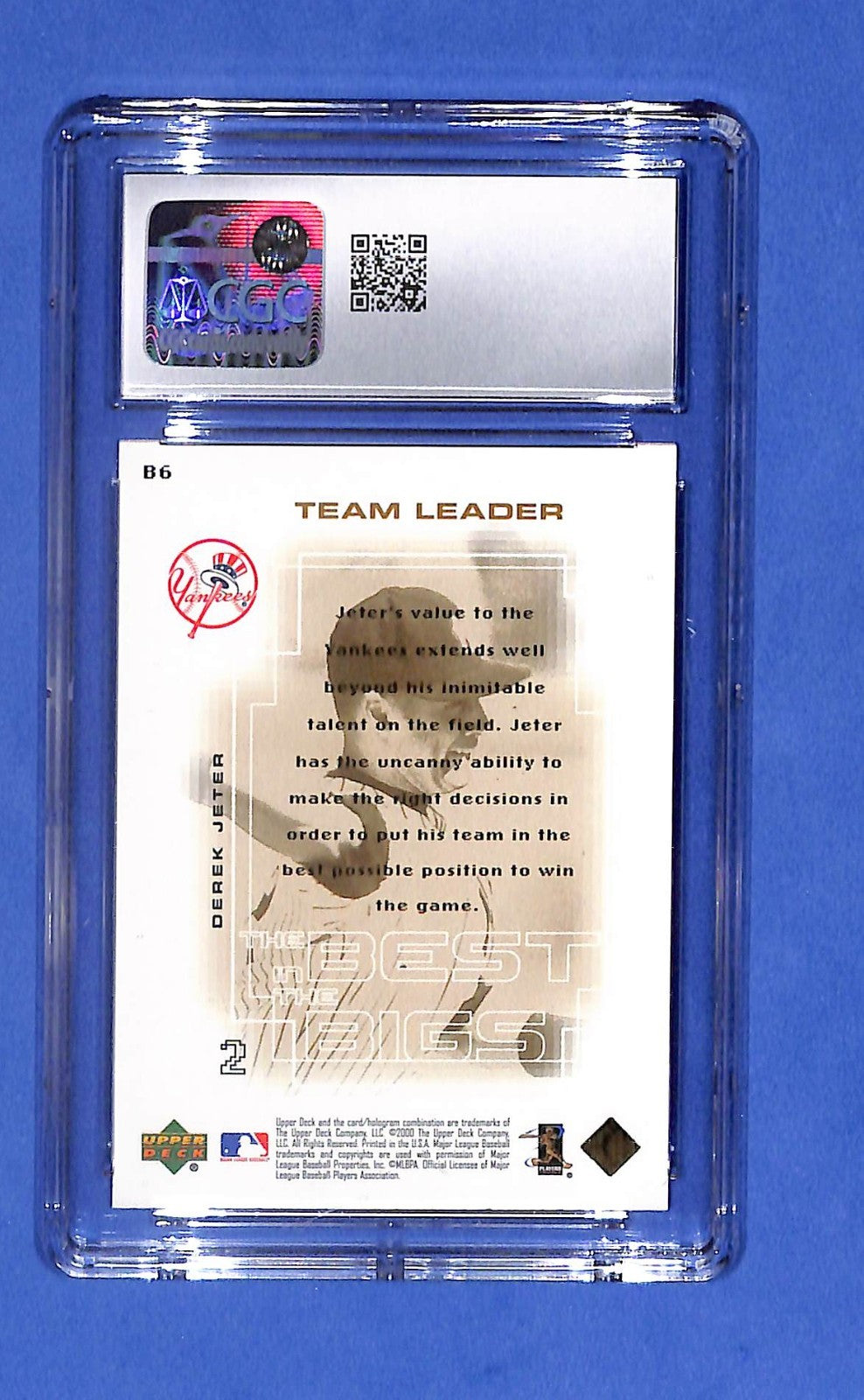 2000 Upper Deck Pros & Prospects Card Derek Jeter New York Yankees #86 CGC 10 GM