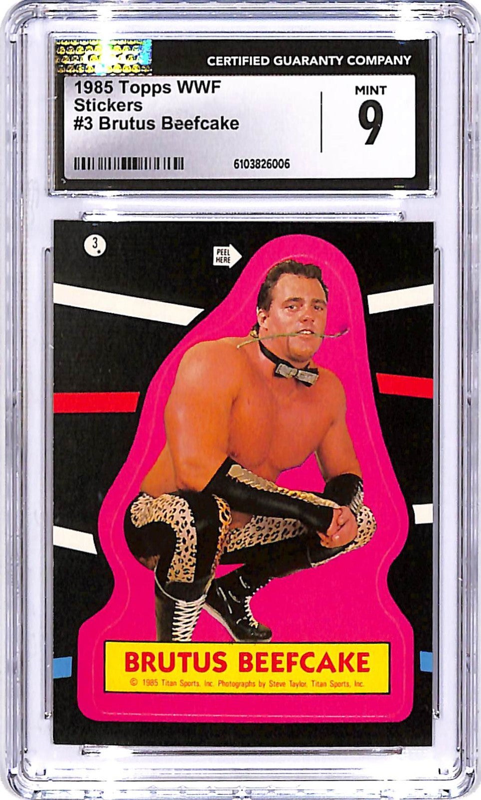 1985 Topps WWF Brutus Beefcake Sticker #3 CGC 9