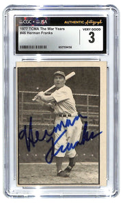 1977 TCMA Herman Franks The War Years #46 Autograph CGC 3 - JSA Authentic Auto