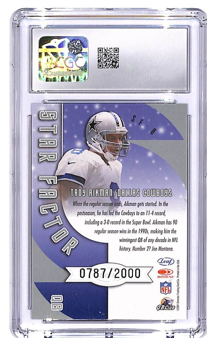 2001 Quantum Leaf Troy Aikman Star Factor /2000 #8 CGC 10 Cowboys