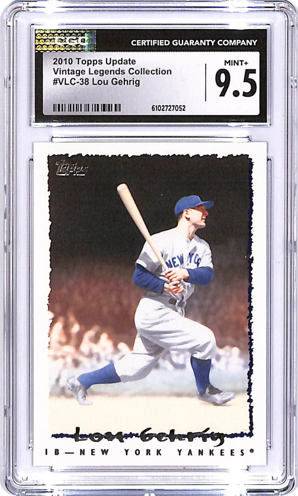 2010 Topps Update Lou Gehrig Vintage Legends Collection #38 CGC 9.5 Yankees