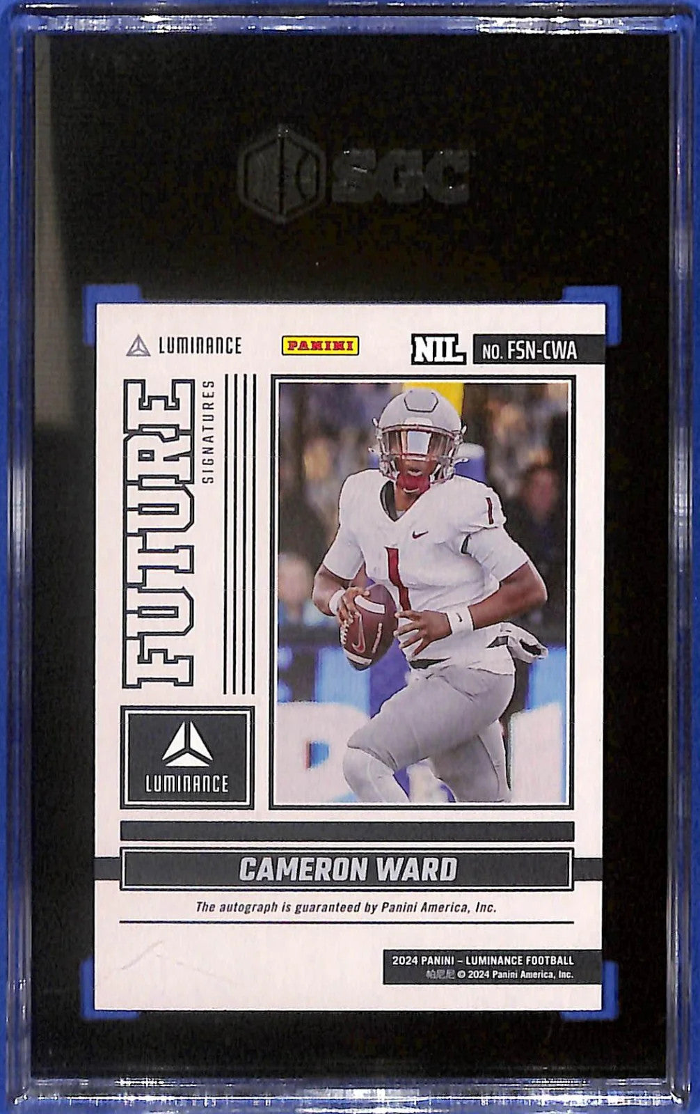 2024 Cameron Ward Panini Luminance FSN-CWA FS NIL Auto (RC) SGC 10 Auto 10