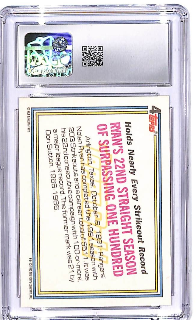 1992 Topps Gold Nolan Ryan Winner #4 CGC 10 Rangers