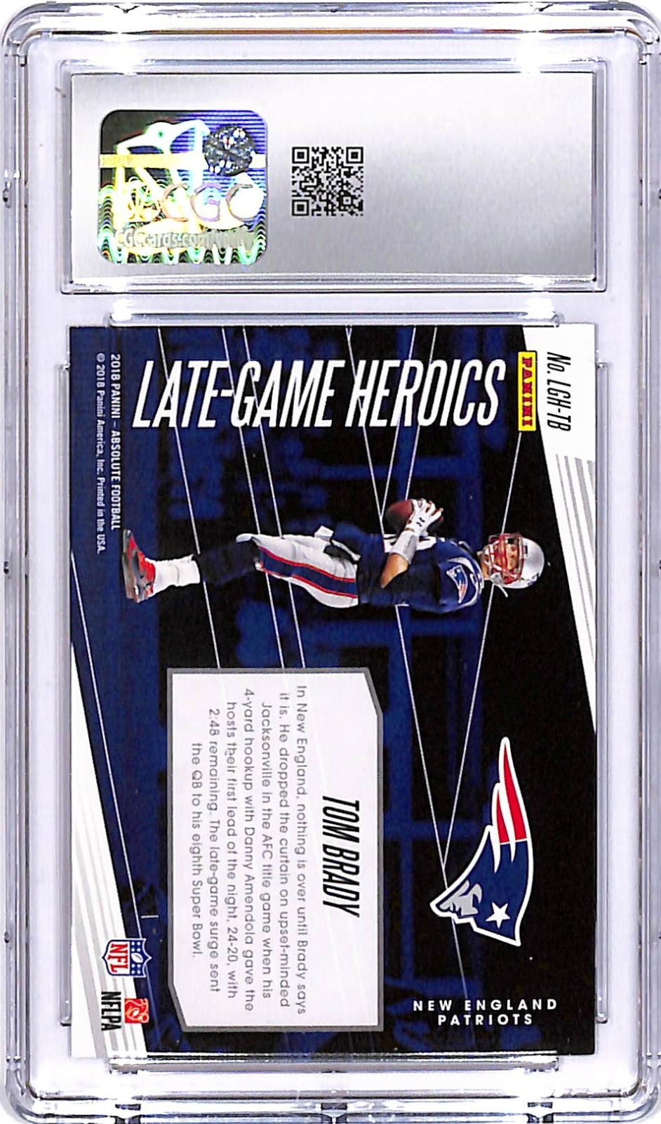 2018 Absolute Tom Brady Late Game Heroics CGC 9 Patriots