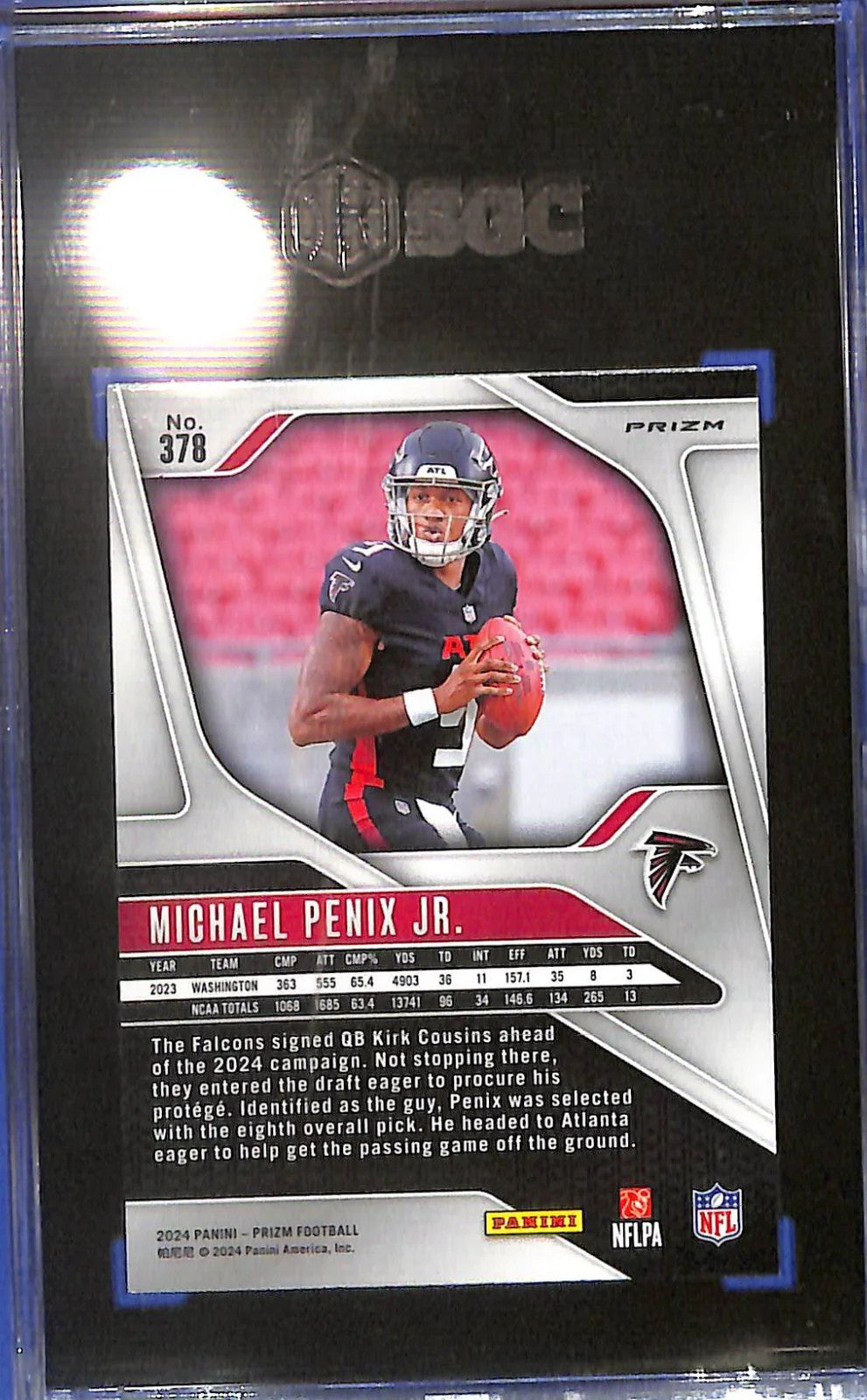 2024 Prizm Michael Penix Jr Rookie RC Lazer SGC 10 #378 Atlanta Falcons