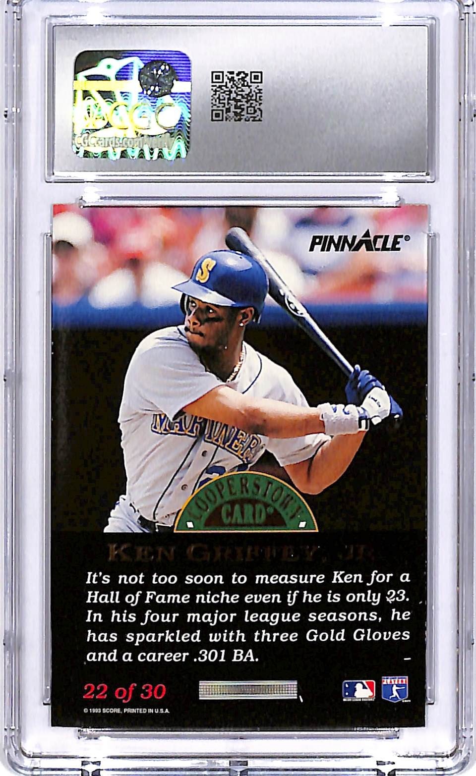 1993 Pinnacle Cooperstown Ken Griffey Jr #22 CGC 9.5 Mariners