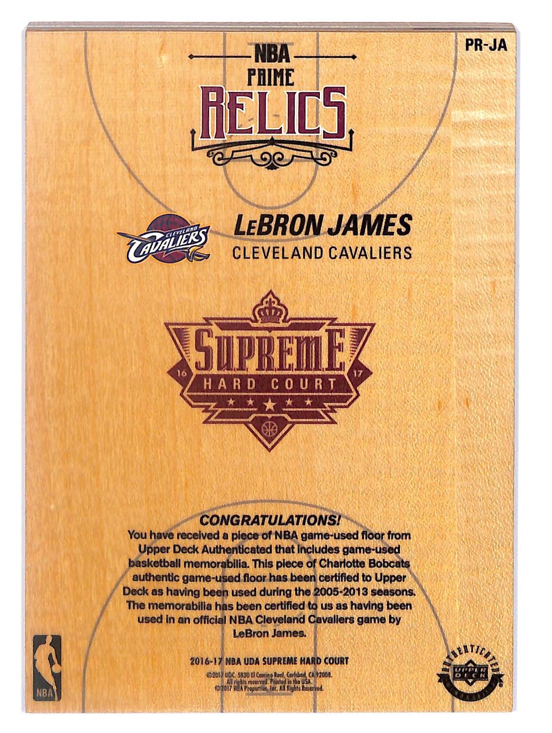 2016-17 LeBron James Supreme Hard Court Prime Relics - PR-JA #5/49
