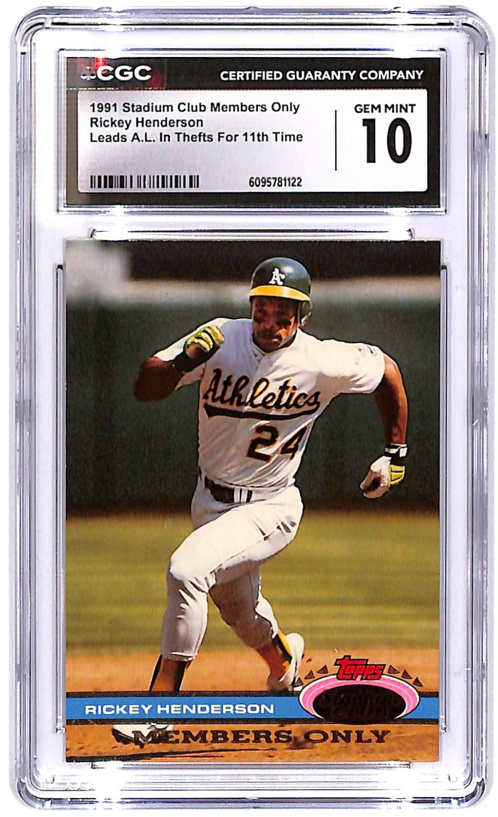 1991 Topps Stadium Club Members Only - Rickey Henderson Running CGC Mint 10