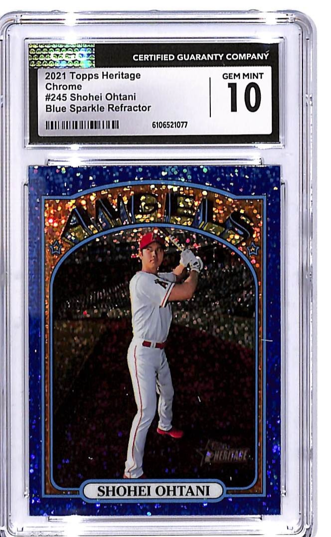 2021 Topps Heritage Shohei Ohtani Blue Sparkle Refractor #245 CGC 10 Angels
