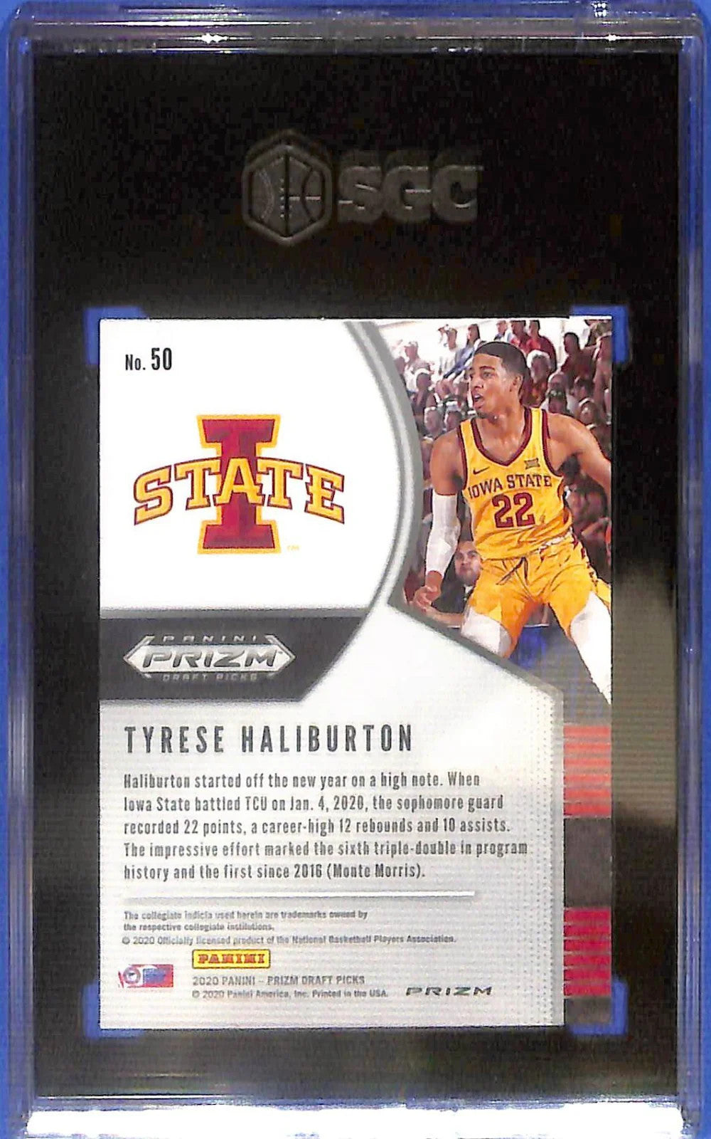 2020-21 Prizm Draft Tyrese Haliburton Rookie RC Silver SGC 10 #50 Iowa State