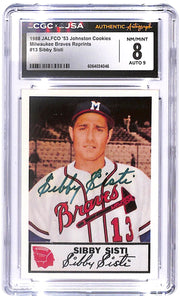 1988 Sibby Sisti JALFCO '53 Johnston Cookies Reprint AUTO #13 CGC - JSA 8 Auto 9