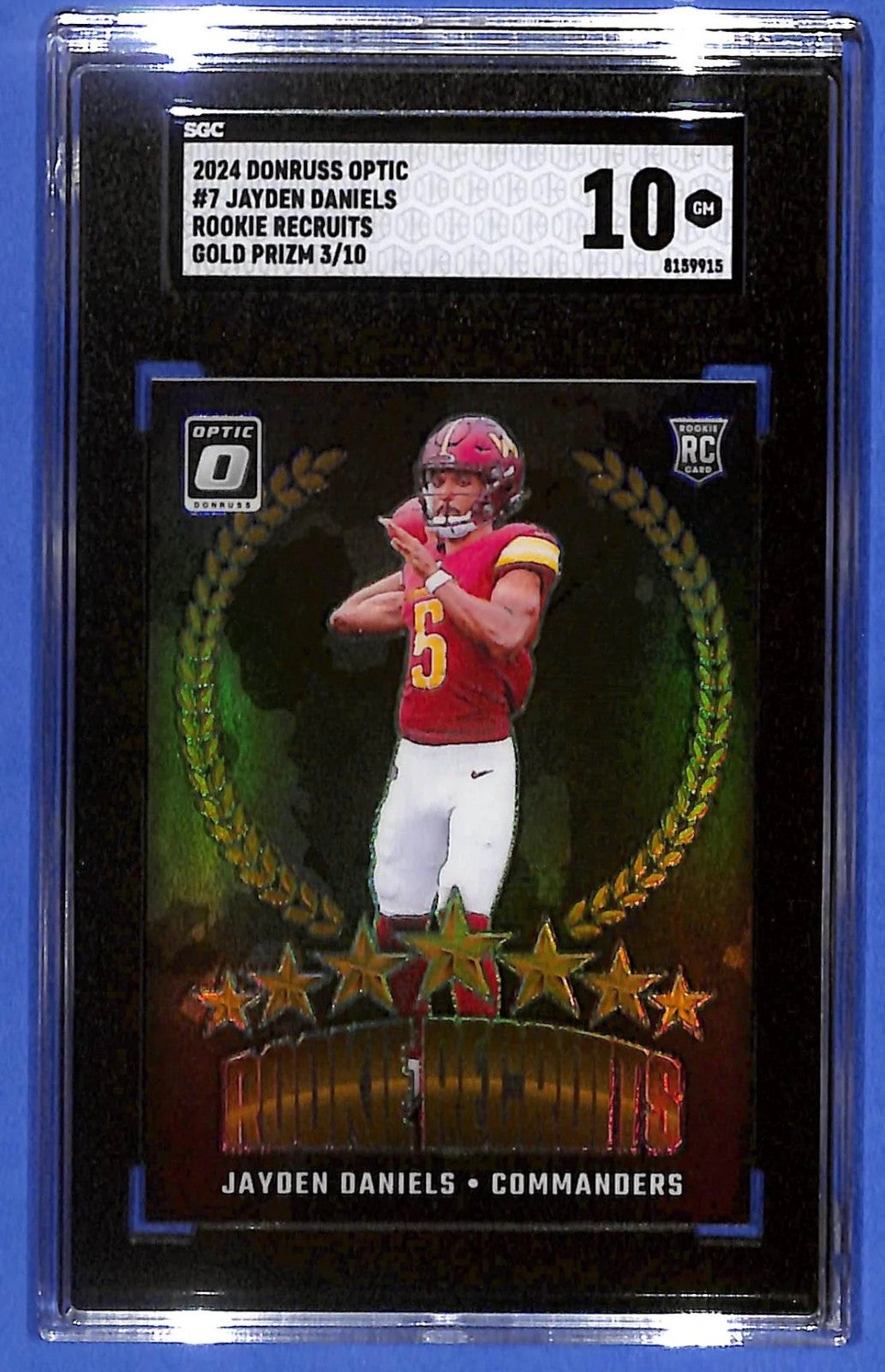 2024 Jayden Daniels Donruss Optic Rookie Recruit #7 Gold Prizm(RC) #3/10 SGC 10