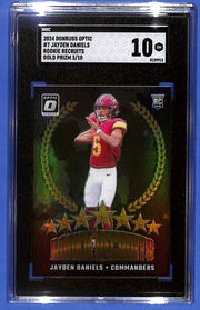 2024 Jayden Daniels Donruss Optic Rookie Recruit #7 Gold Prizm(RC) #3/10 SGC 10
