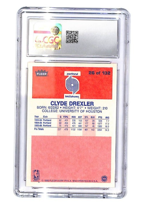 1986-87 Clyde Drexler Fleer #26 CGC Mint 9