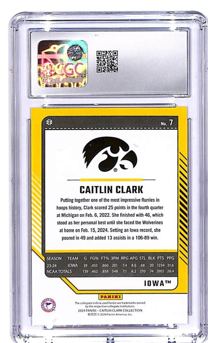 2024 Panini Caitlin Clark Collection Donrus Rookie RC #7 CGC 9.5