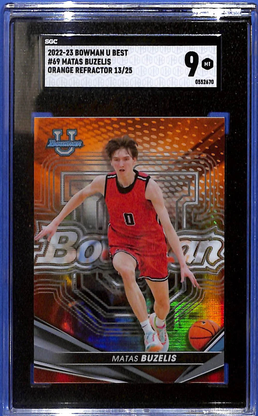 2022-23 Matas Buzelis Bowman U Best Orange Refractors # 13/25 - #69 SGC 9