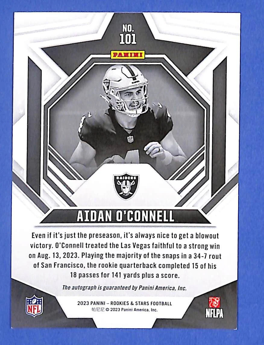 2023 Panini Rookies & Stars - Rookies Aidan O'Connell Auto #101 (RC) Raiders
