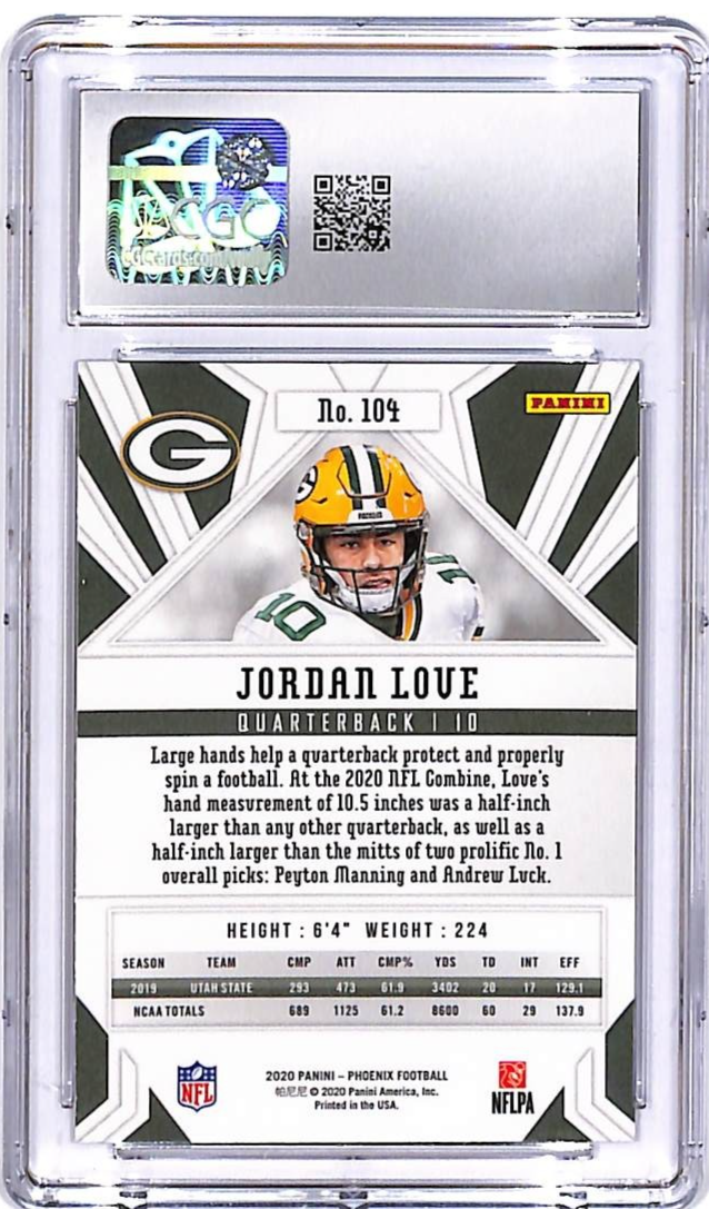 2020 Phoenix Jordan Love Rookie RC Fire Burst #104 CGC 9 Packers