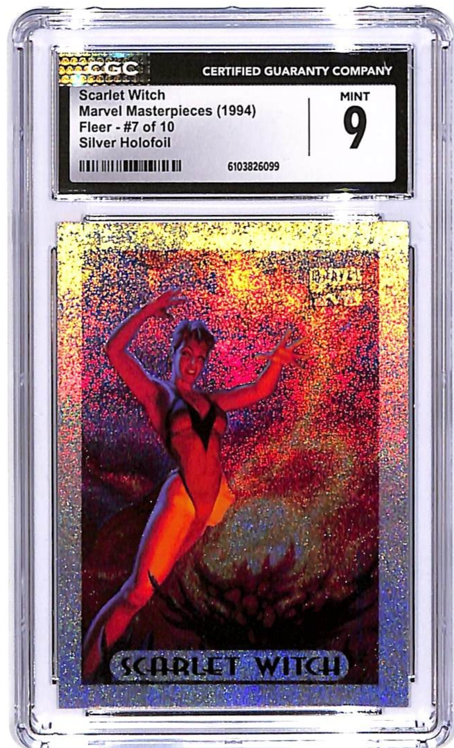 1994 Fleer Marvel Masterpieces Scarlet Witch Silver Holofoil #7 CGC 9