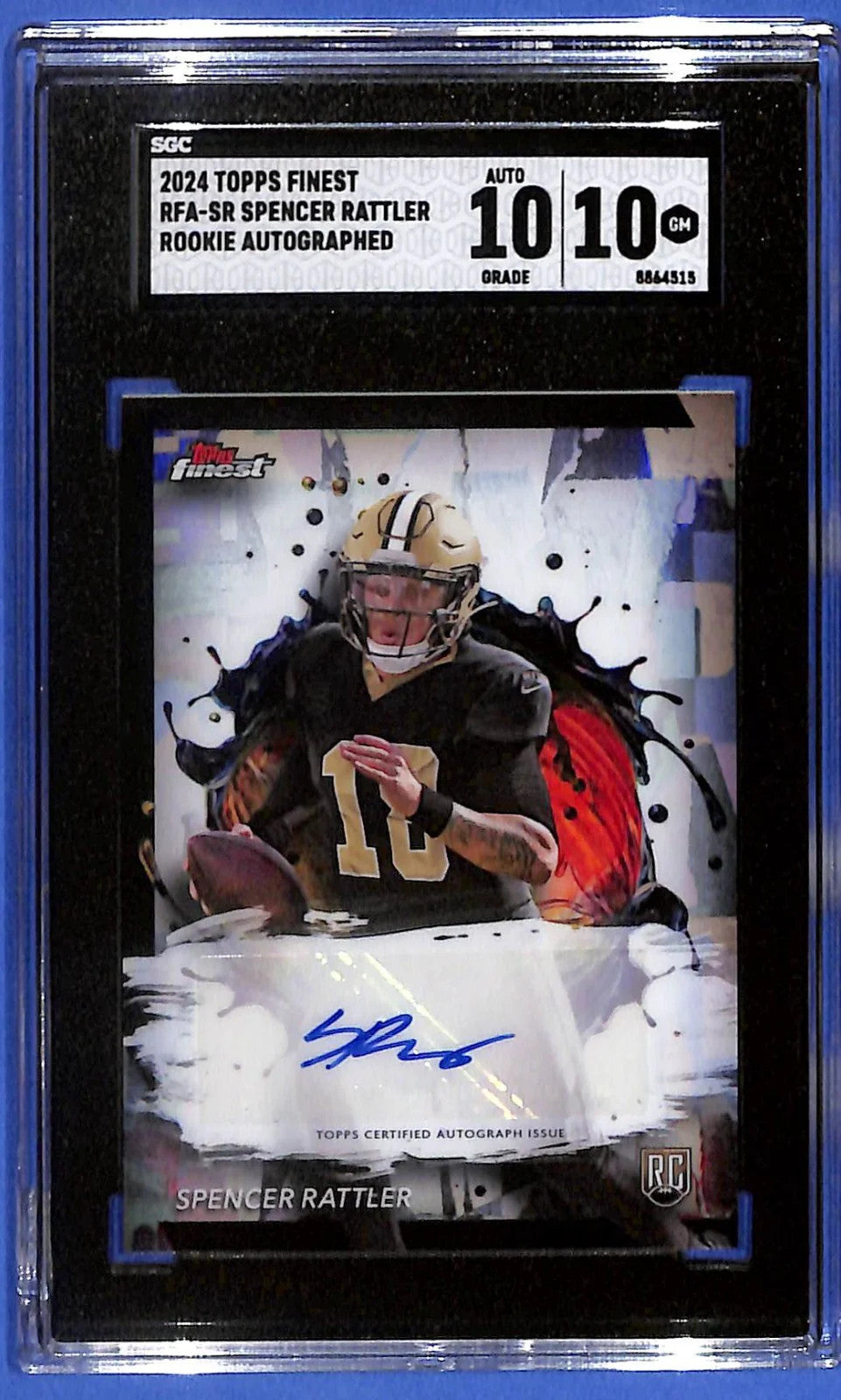2024 Spencer Rattler Topps Finest Rookie Finest Autographs RFA-SR (RC) SGC 10