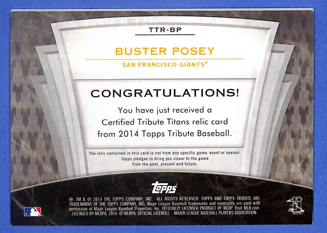 2014 Buster Posey Topps Tribute - Tribute Titans Relics TTR-BP #98/99