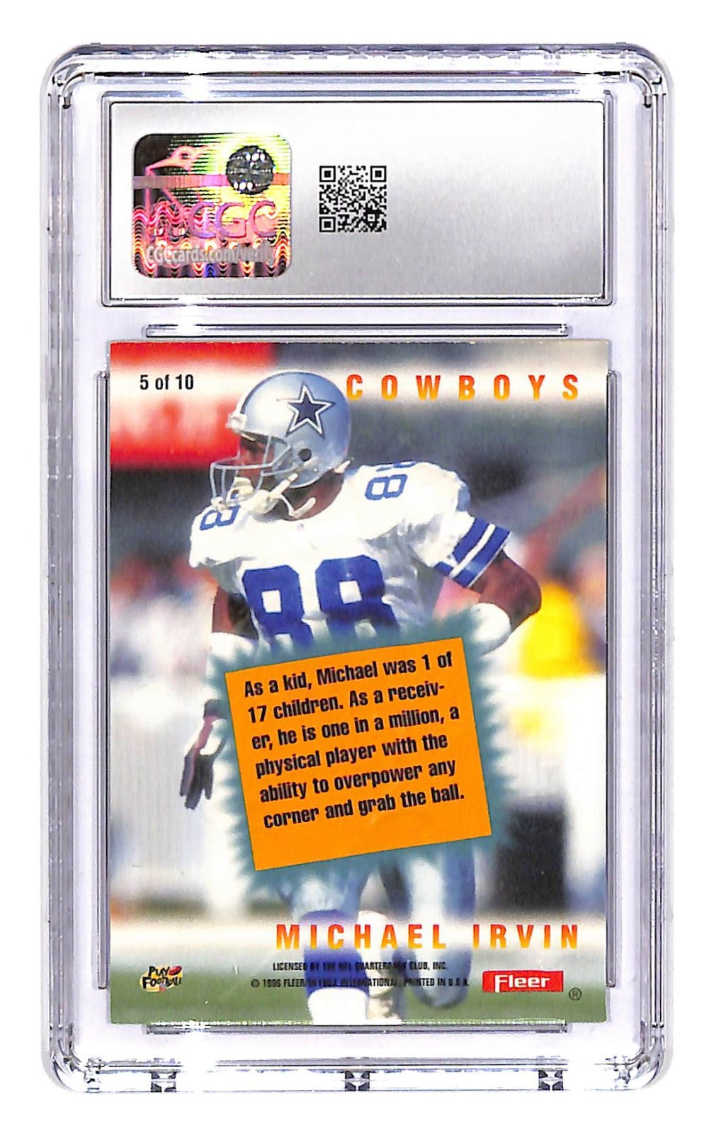 1996 Michael Irvin Fleer Ultra Sledgehammer  #5 CGC Mint Plus 9.5
