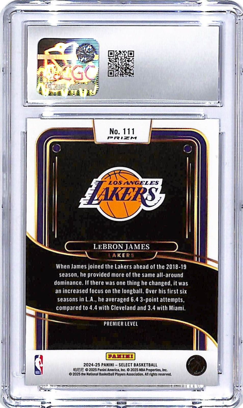 2024-25 Select LeBron James Scope #111 CGC 10 Lakers