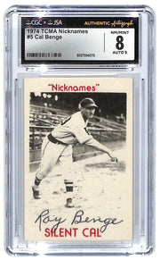 1974 TCMA Cal Benge "Nicknames" - #5 Autograph CGC 8 - JSA Authentic Auto 9