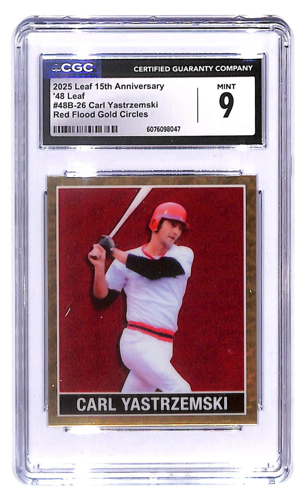 2025 Leaf 15th Anniversary Carl Yastrzemski Red Flood Gold Circles #1/1 CGC 9