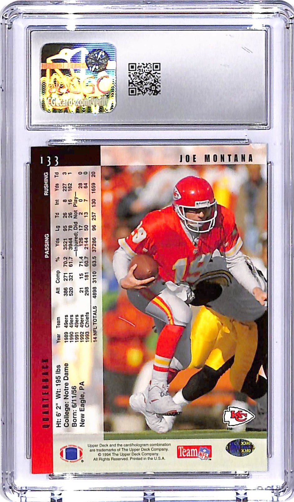 1994 Upper Deck Joe Montana #133 CGC 10 Chiefs