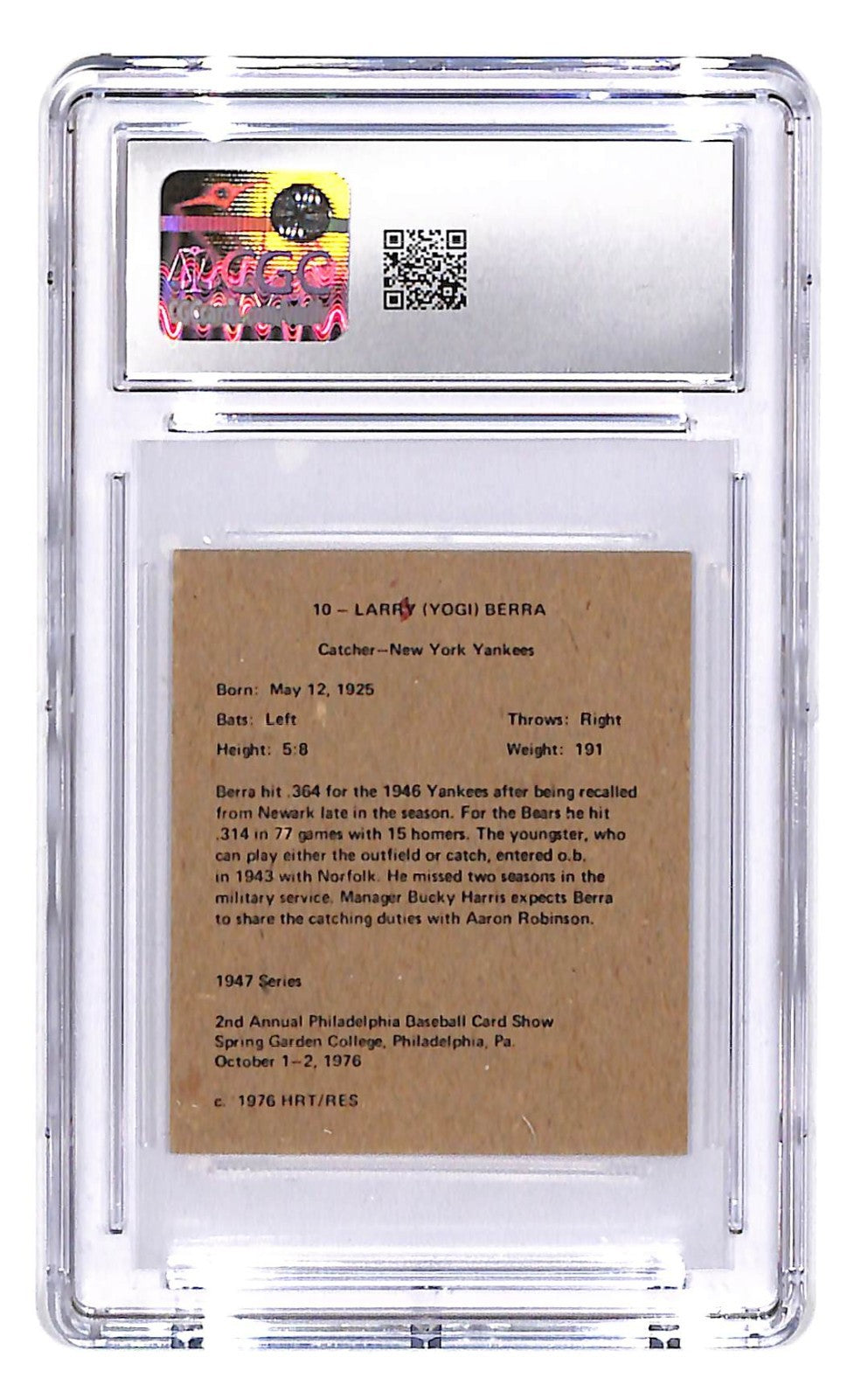1976 Yogi Berra HRT/RES '47 Bowman Reprints #10 CGC Near Mint 8